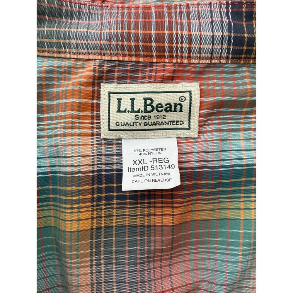 LL Bean Mens Plaid Short Sleeve Button Up Shirt Size XXL Outdoor Casual Rugged - Picture 3 of 9